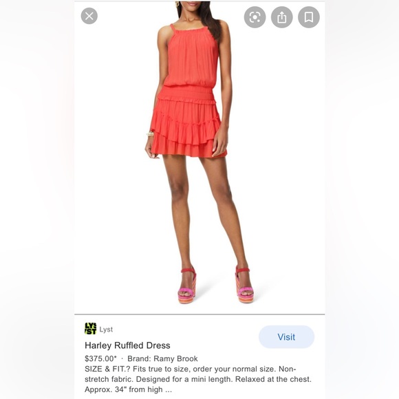 Ramy Brook Harley Ruffled dress Glow S NWT. Condition is "New with tags". - Picture 2 of 4